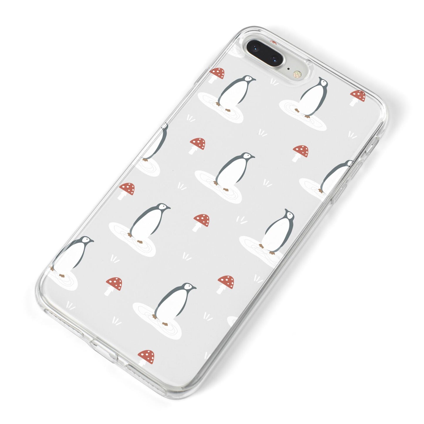 Grey Penguin Forest iPhone 8 Plus Bumper Case on Silver iPhone Alternative Image