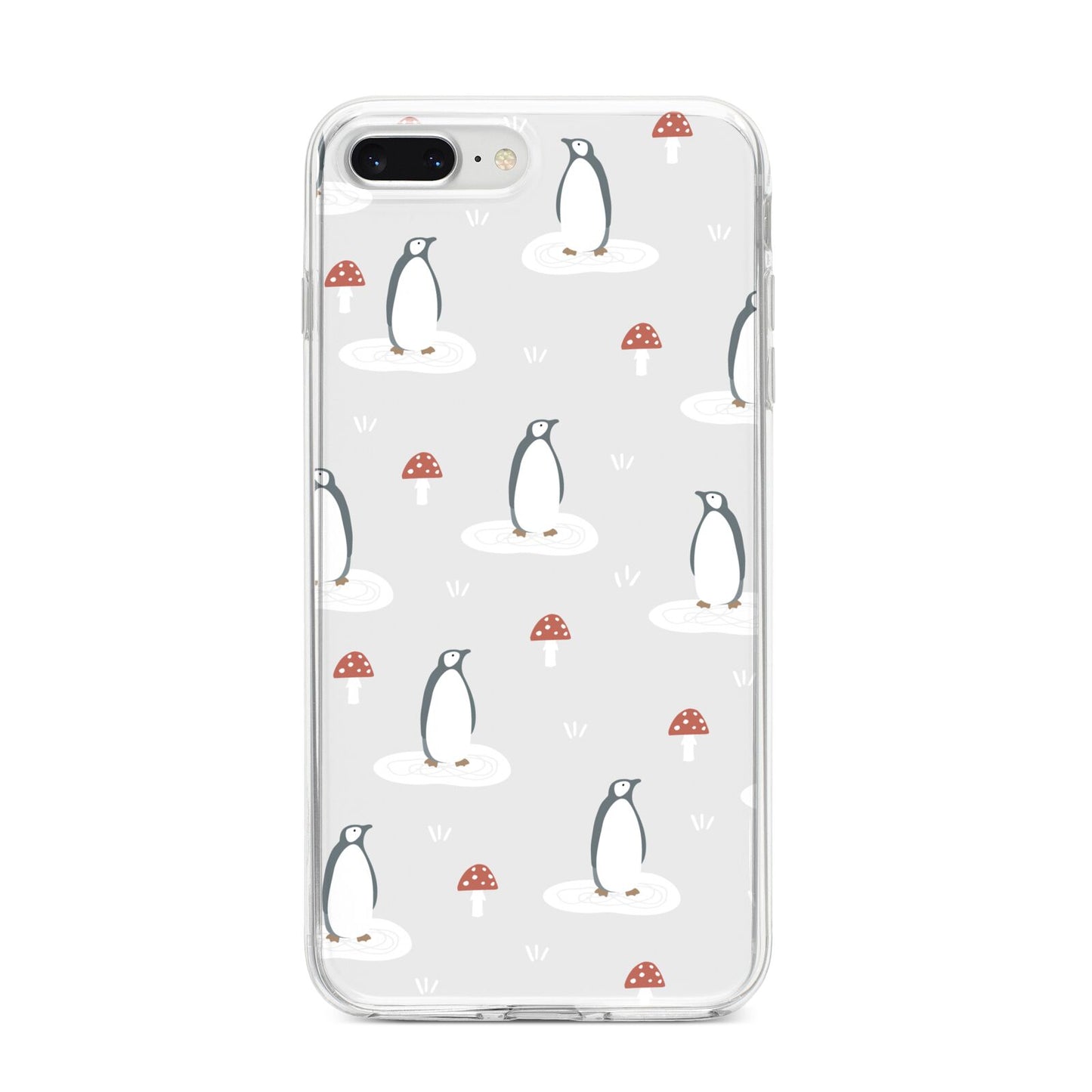 Grey Penguin Forest iPhone 8 Plus Bumper Case on Silver iPhone