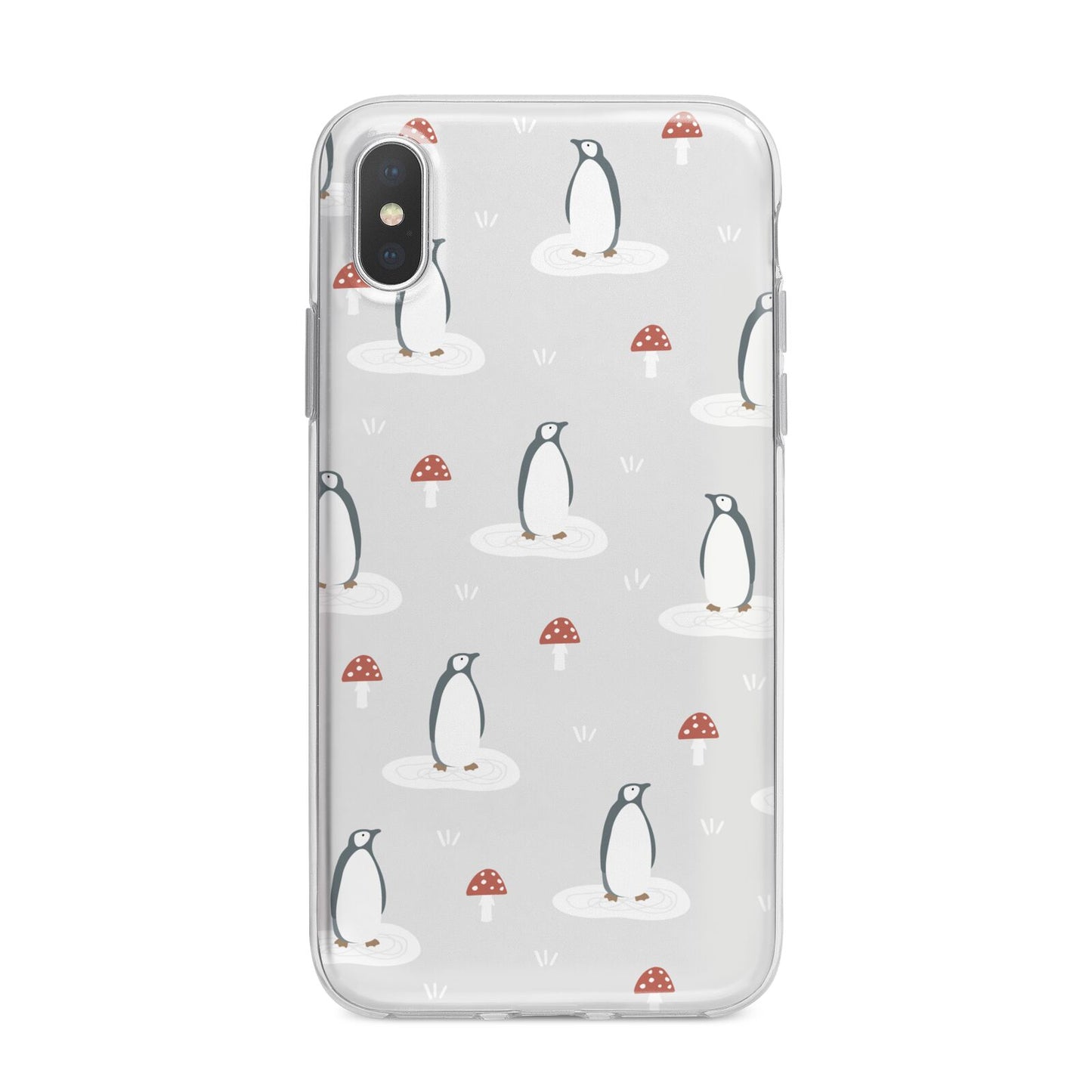 Grey Penguin Forest iPhone X Bumper Case on Silver iPhone Alternative Image 1