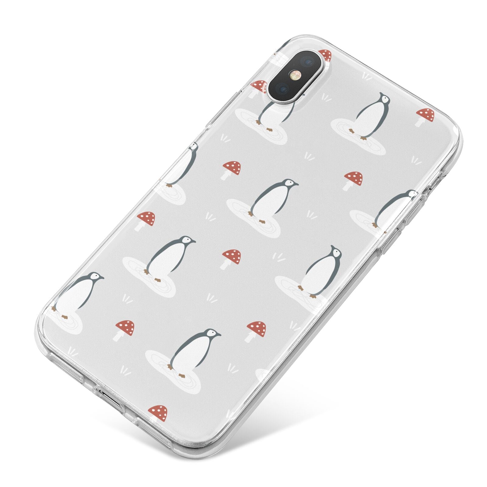 Grey Penguin Forest iPhone X Bumper Case on Silver iPhone