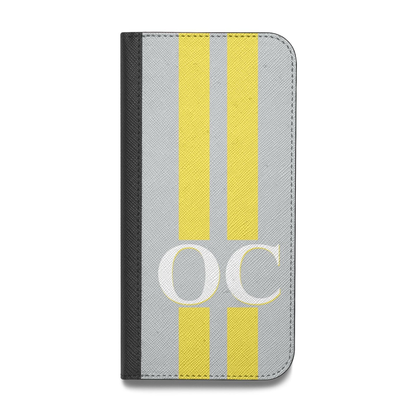 Grey Personalised Initials Vegan Leather Flip Samsung Case