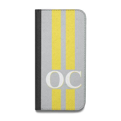 Grey Personalised Initials Vegan Leather Flip Samsung Case