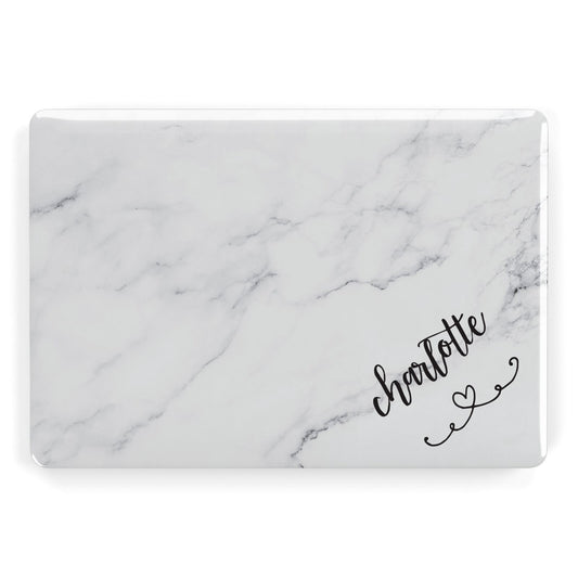 Grey Personalised Marble with Illustration Text Apple MacBook Case