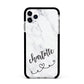 Grey Personalised Marble with Illustration Text Apple iPhone 11 Pro Max in Silver with Black Impact Case