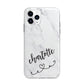 Grey Personalised Marble with Illustration Text Apple iPhone 11 Pro Max in Silver with Bumper Case