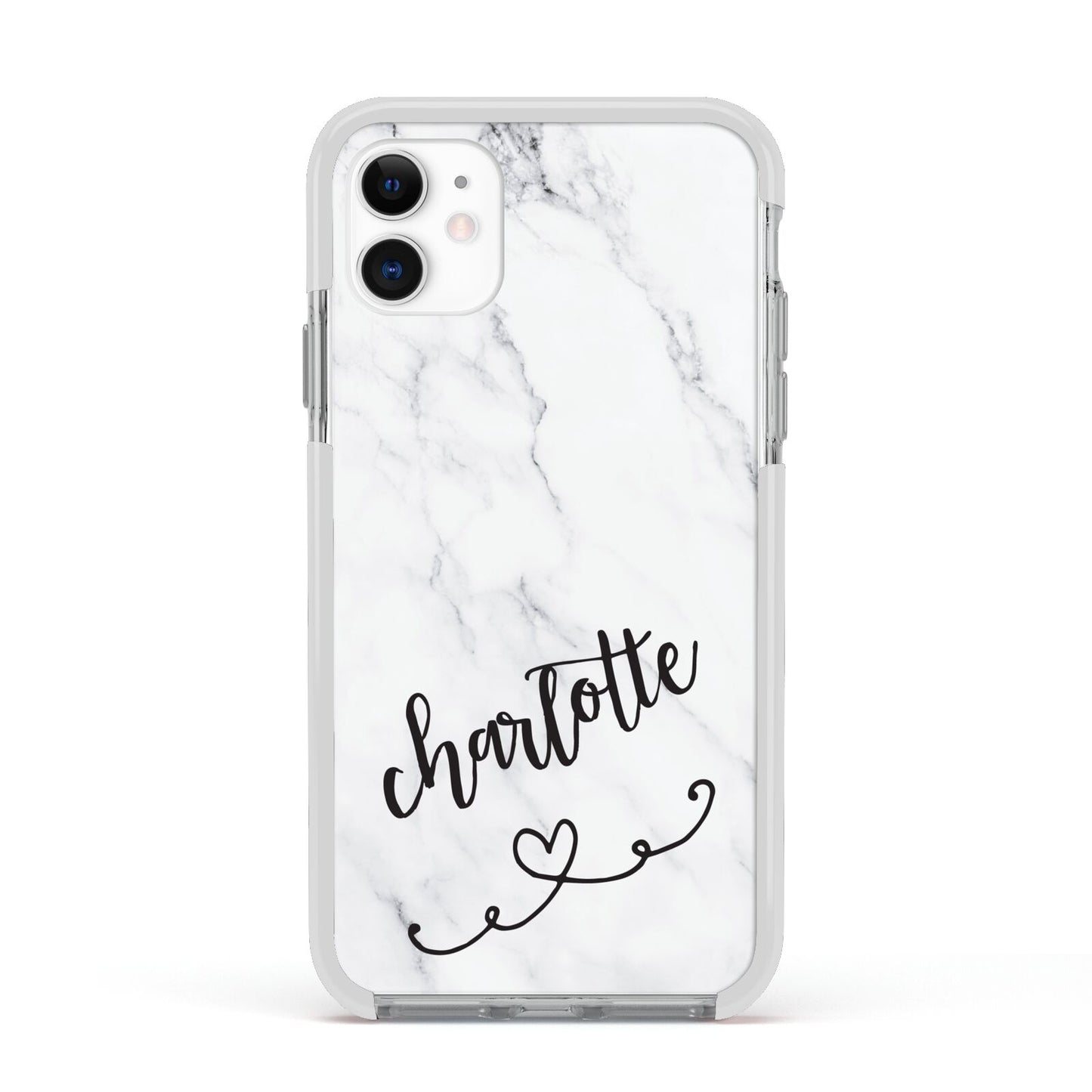 Grey Personalised Marble with Illustration Text Apple iPhone 11 in White with White Impact Case