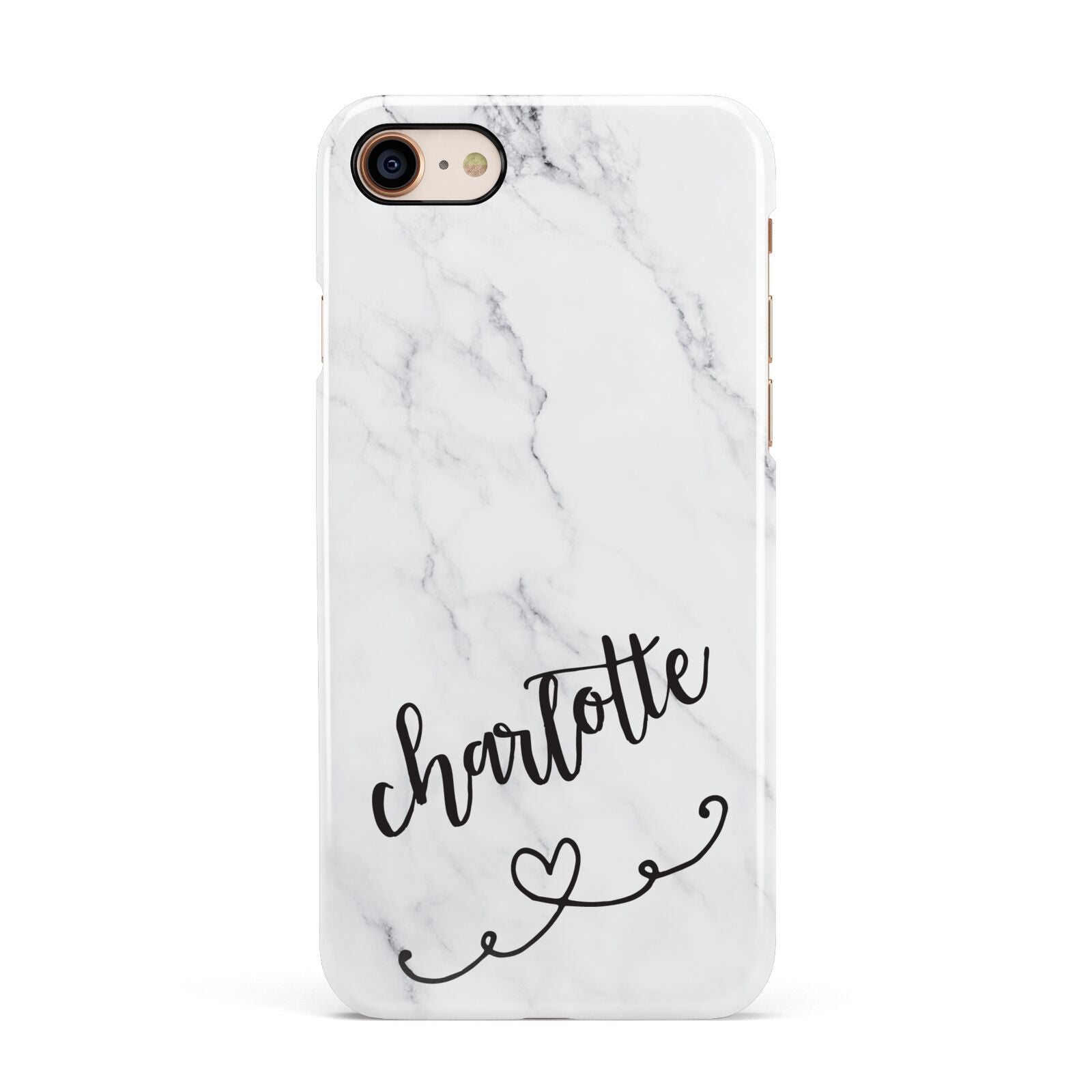 Grey Personalised Marble with Illustration Text Apple iPhone 7 8 3D Snap Case