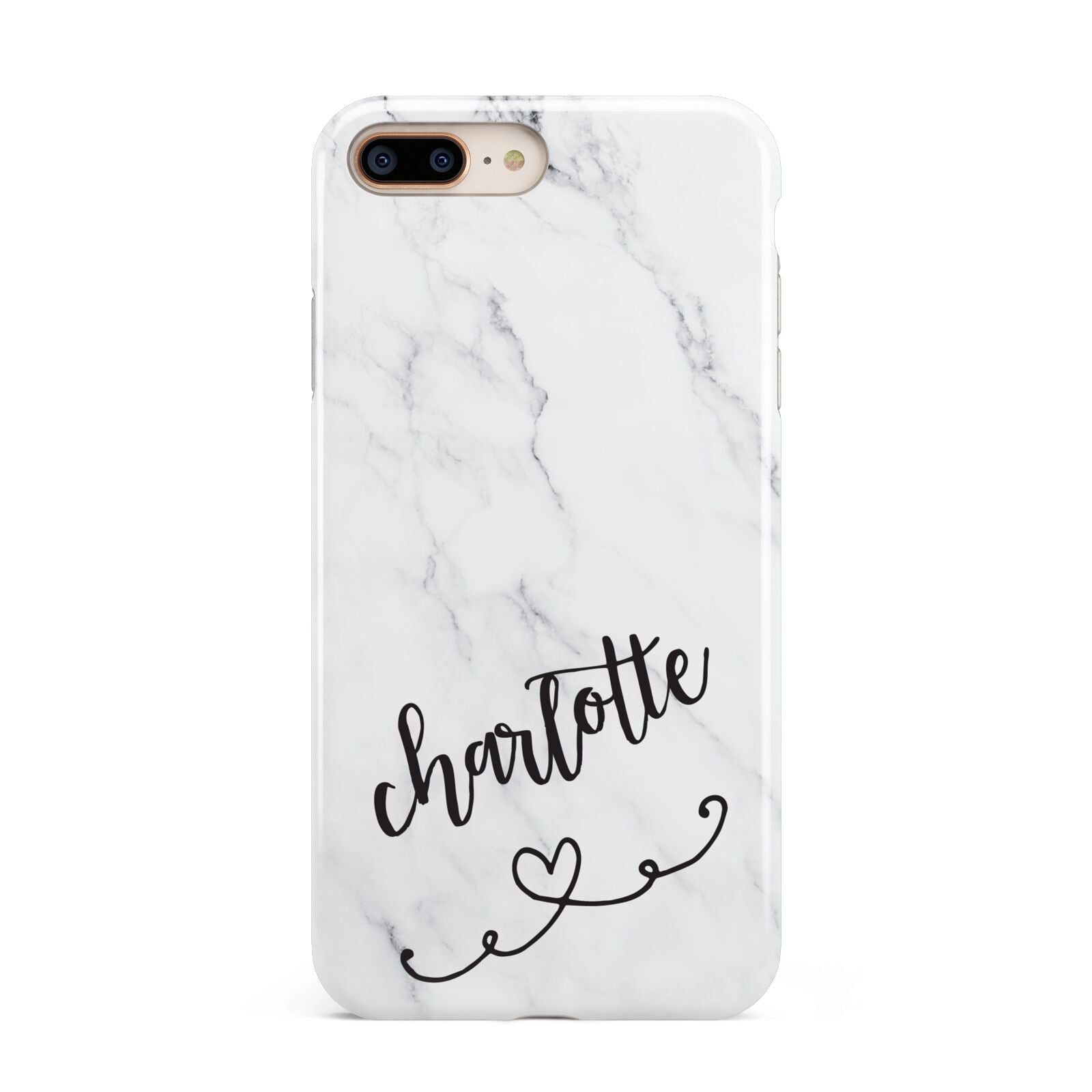 Grey Personalised Marble with Illustration Text Apple iPhone 7 8 Plus 3D Tough Case
