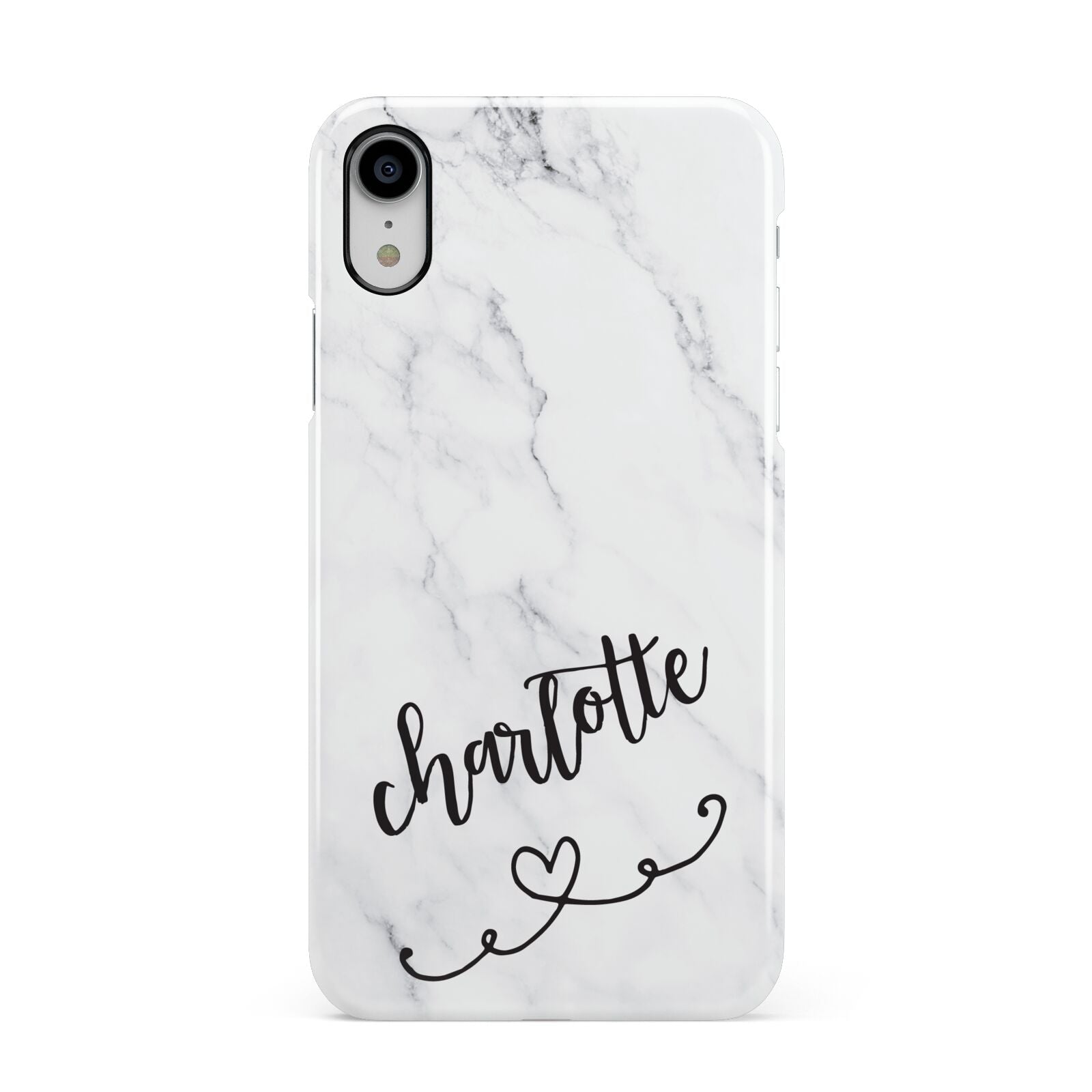 Grey Personalised Marble with Illustration Text Apple iPhone XR White 3D Snap Case