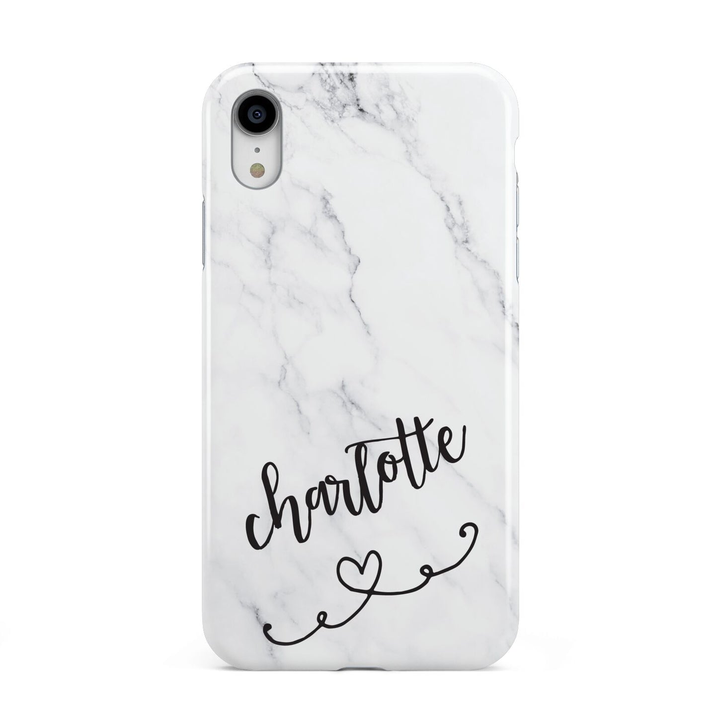 Grey Personalised Marble with Illustration Text Apple iPhone XR White 3D Tough Case