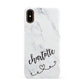 Grey Personalised Marble with Illustration Text Apple iPhone XS 3D Snap Case