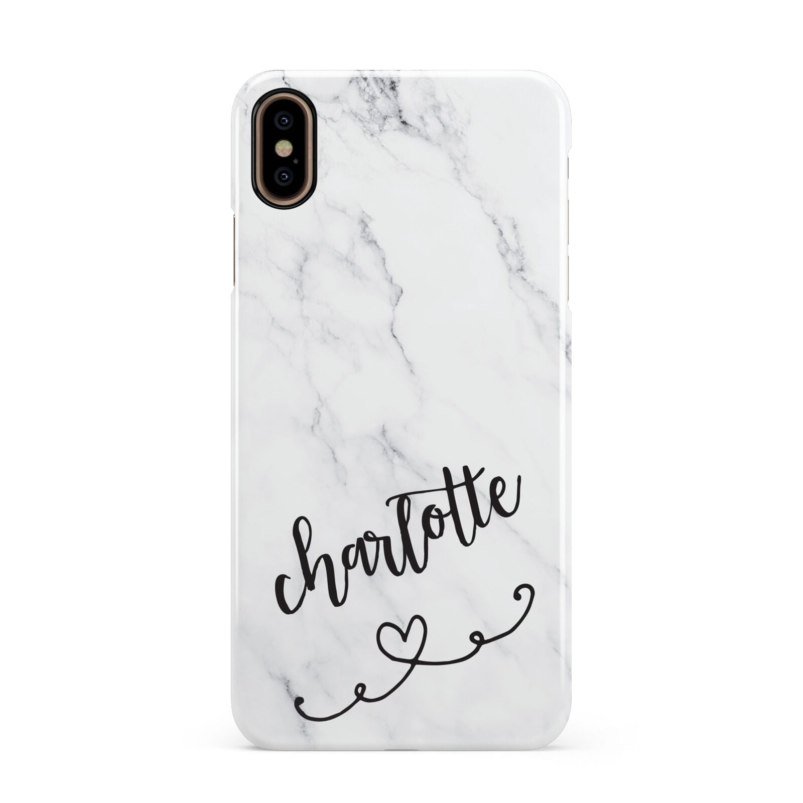 Grey Personalised Marble with Illustration Text Apple iPhone Xs Max 3D Snap Case