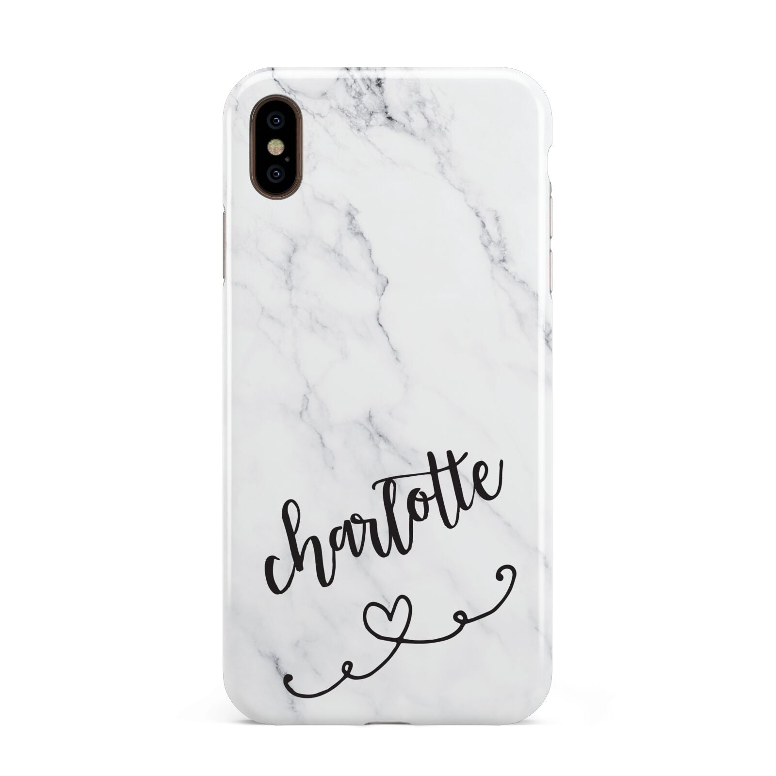 Grey Personalised Marble with Illustration Text Apple iPhone Xs Max 3D Tough Case