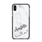 Grey Personalised Marble with Illustration Text Apple iPhone Xs Max Impact Case Black Edge on Black Phone