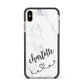 Grey Personalised Marble with Illustration Text Apple iPhone Xs Max Impact Case Black Edge on Gold Phone
