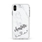 Grey Personalised Marble with Illustration Text Apple iPhone Xs Max Impact Case White Edge on Silver Phone