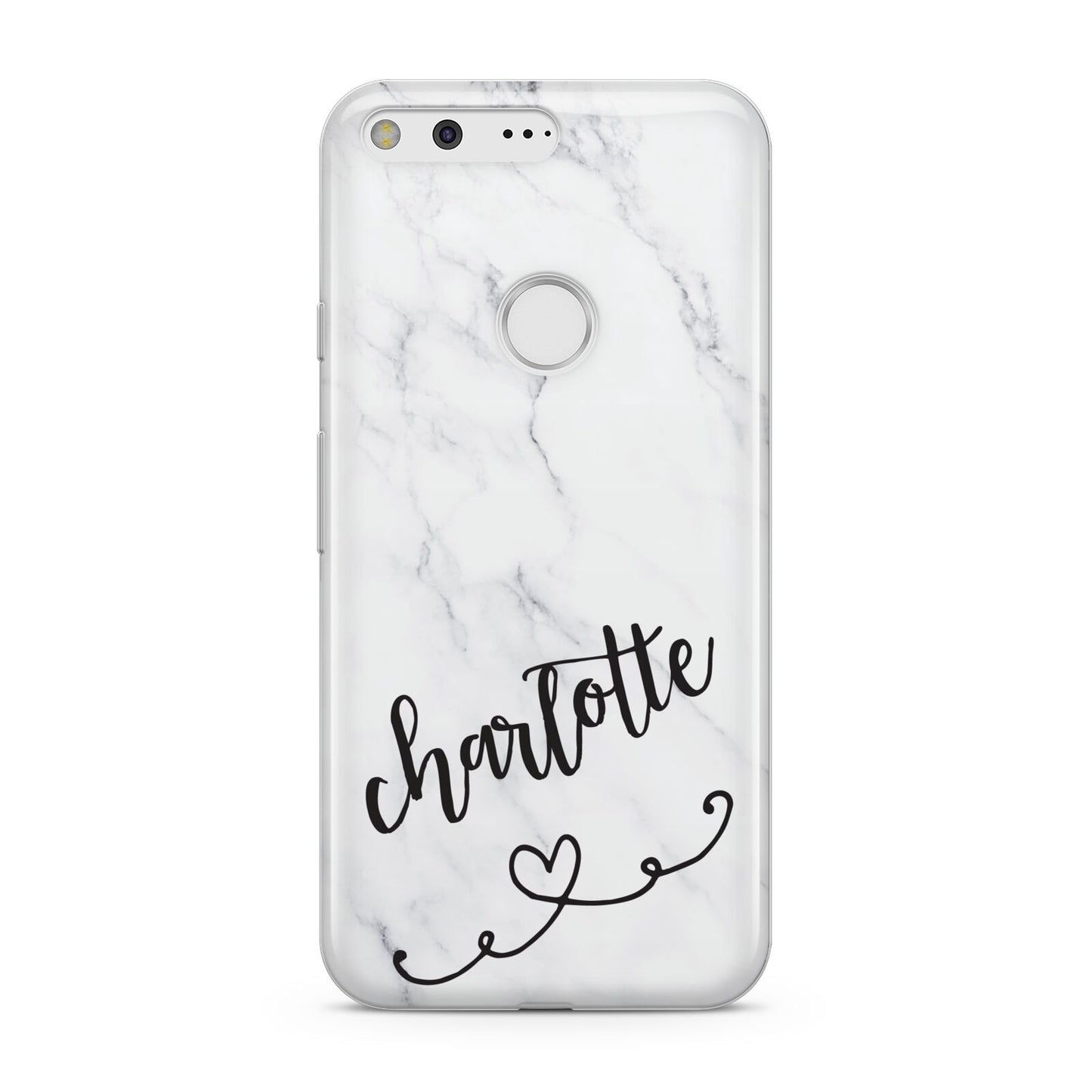 Grey Personalised Marble with Illustration Text Google Pixel Case