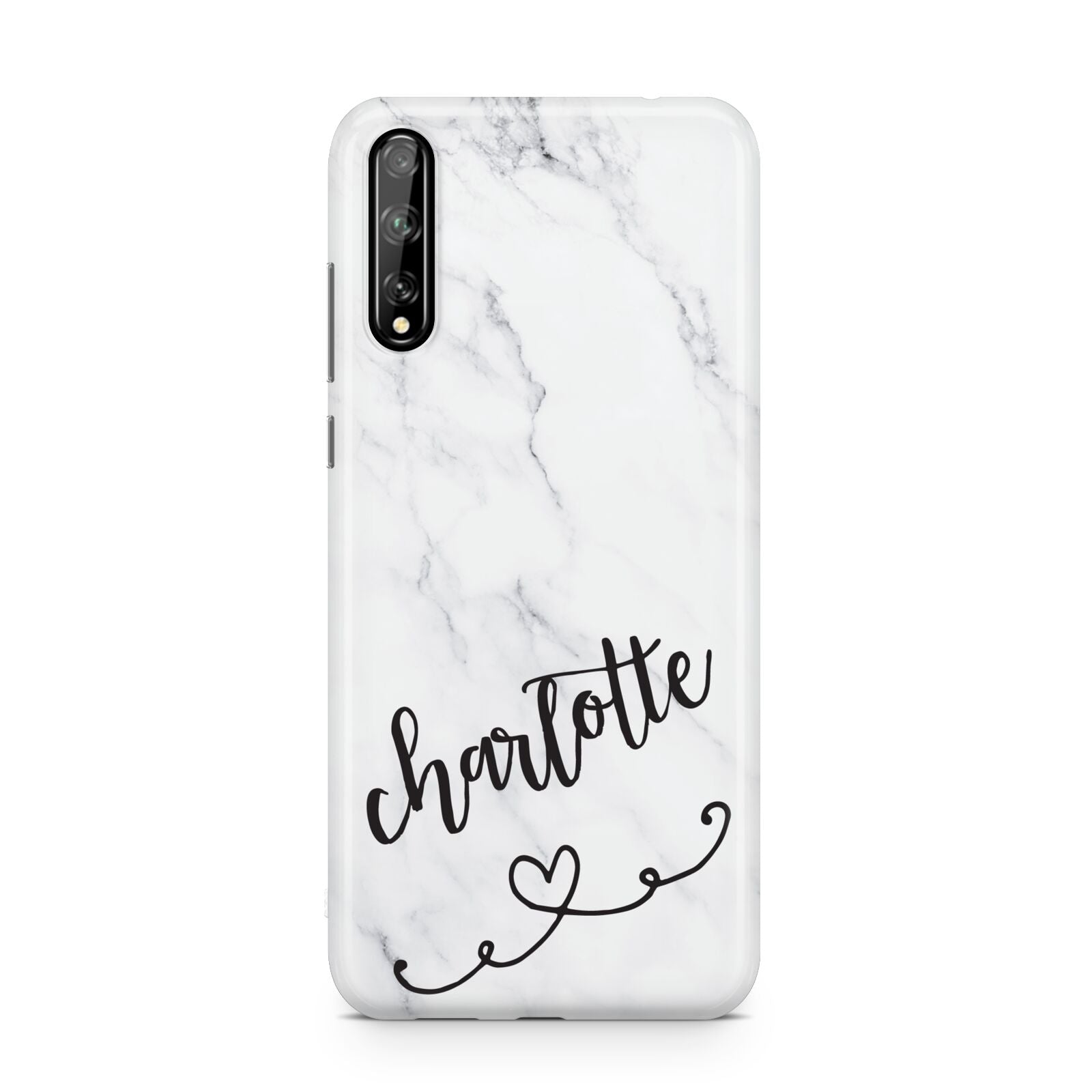 Grey Personalised Marble with Illustration Text Huawei Enjoy 10s Phone Case