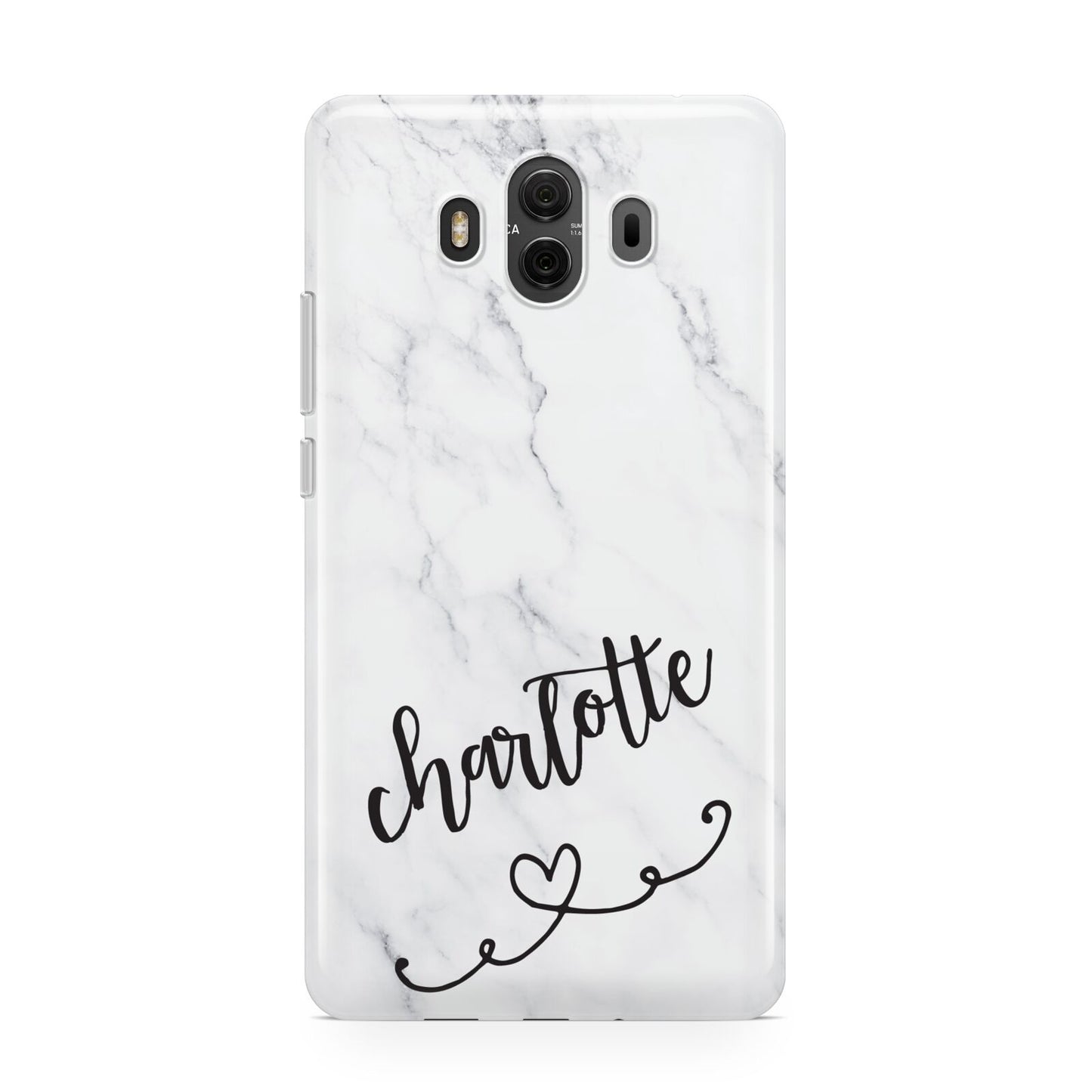 Grey Personalised Marble with Illustration Text Huawei Mate 10 Protective Phone Case