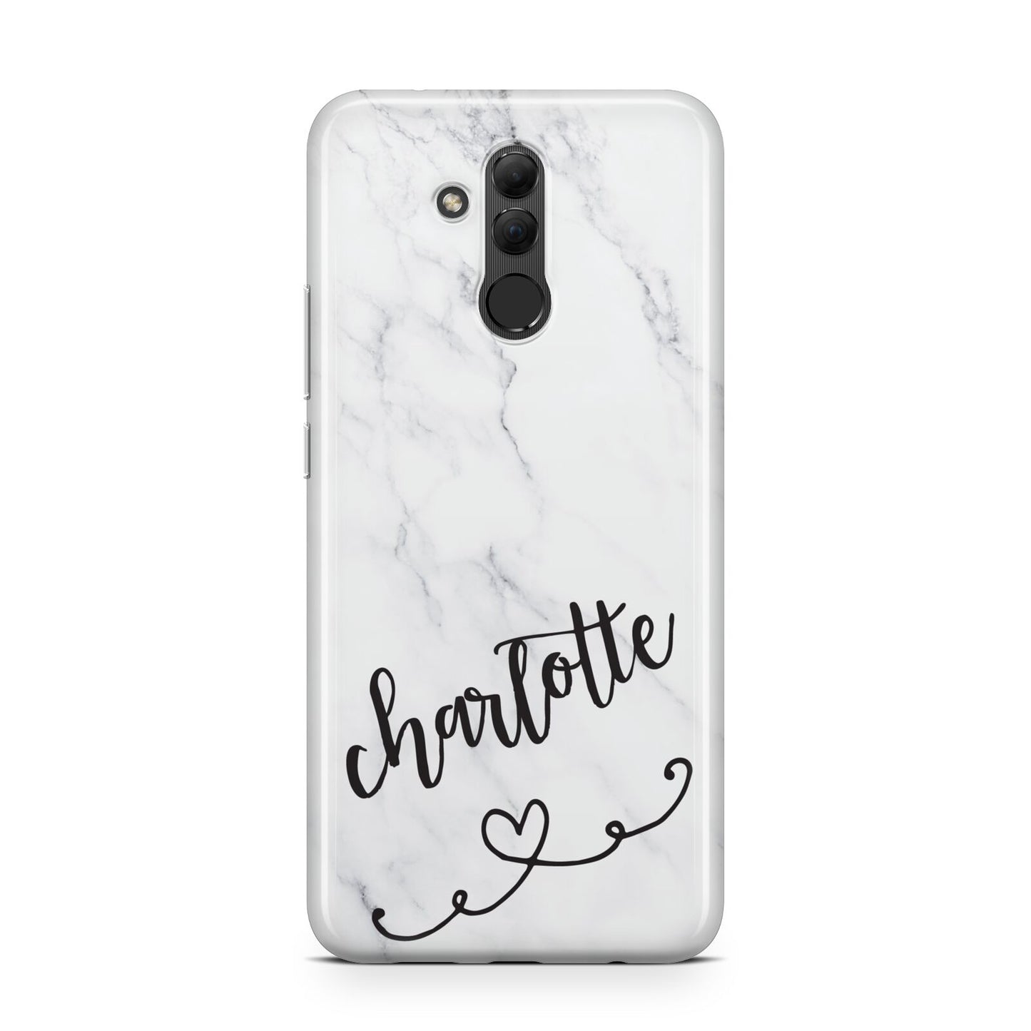 Grey Personalised Marble with Illustration Text Huawei Mate 20 Lite