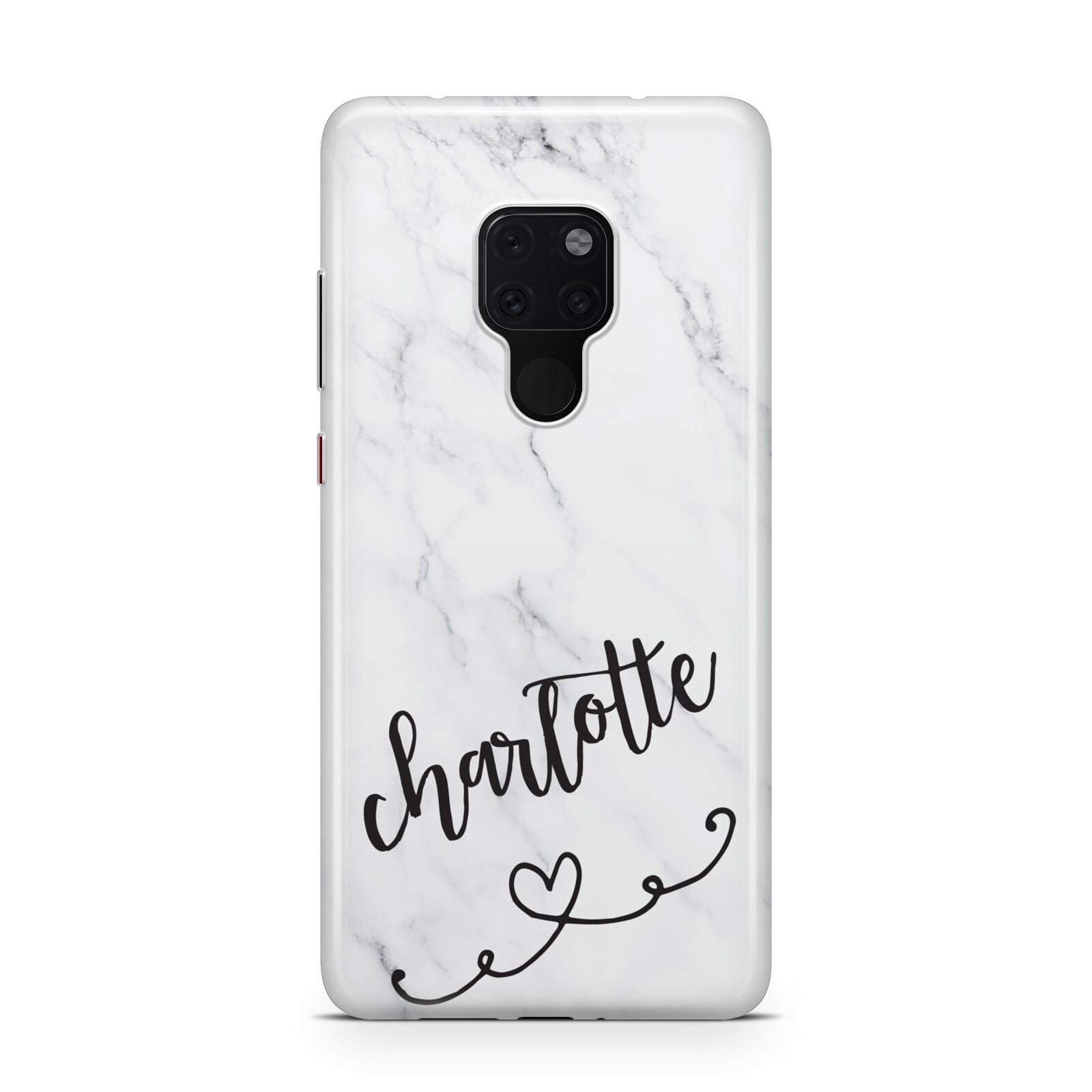 Grey Personalised Marble with Illustration Text Huawei Mate 20 Phone Case