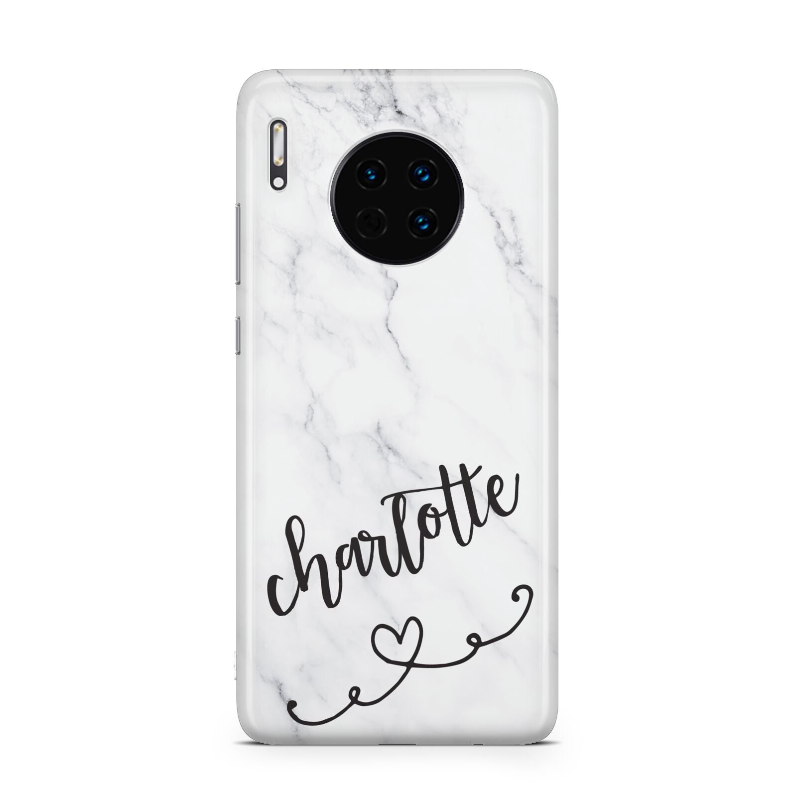 Grey Personalised Marble with Illustration Text Huawei Mate 30