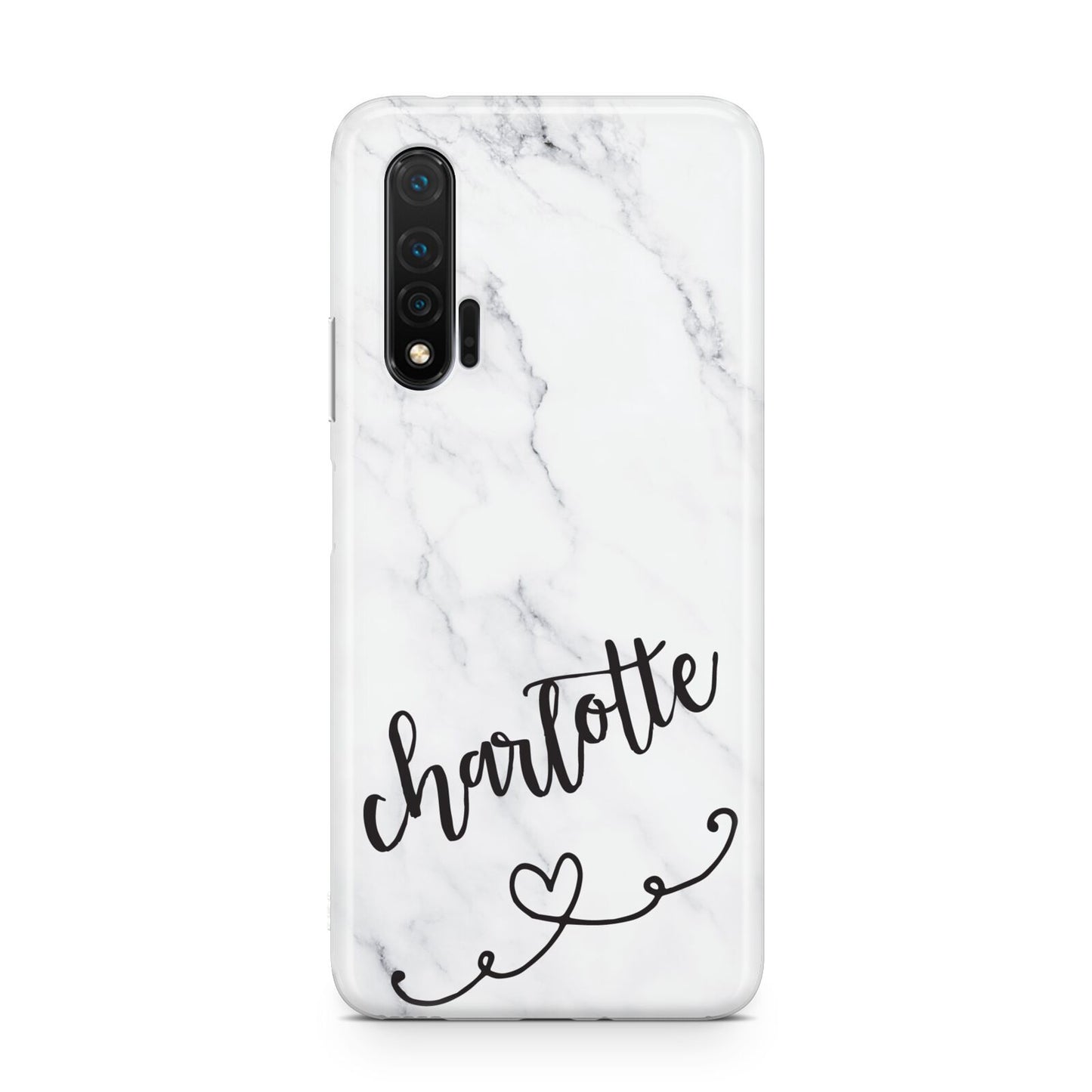 Grey Personalised Marble with Illustration Text Huawei Nova 6 Phone Case