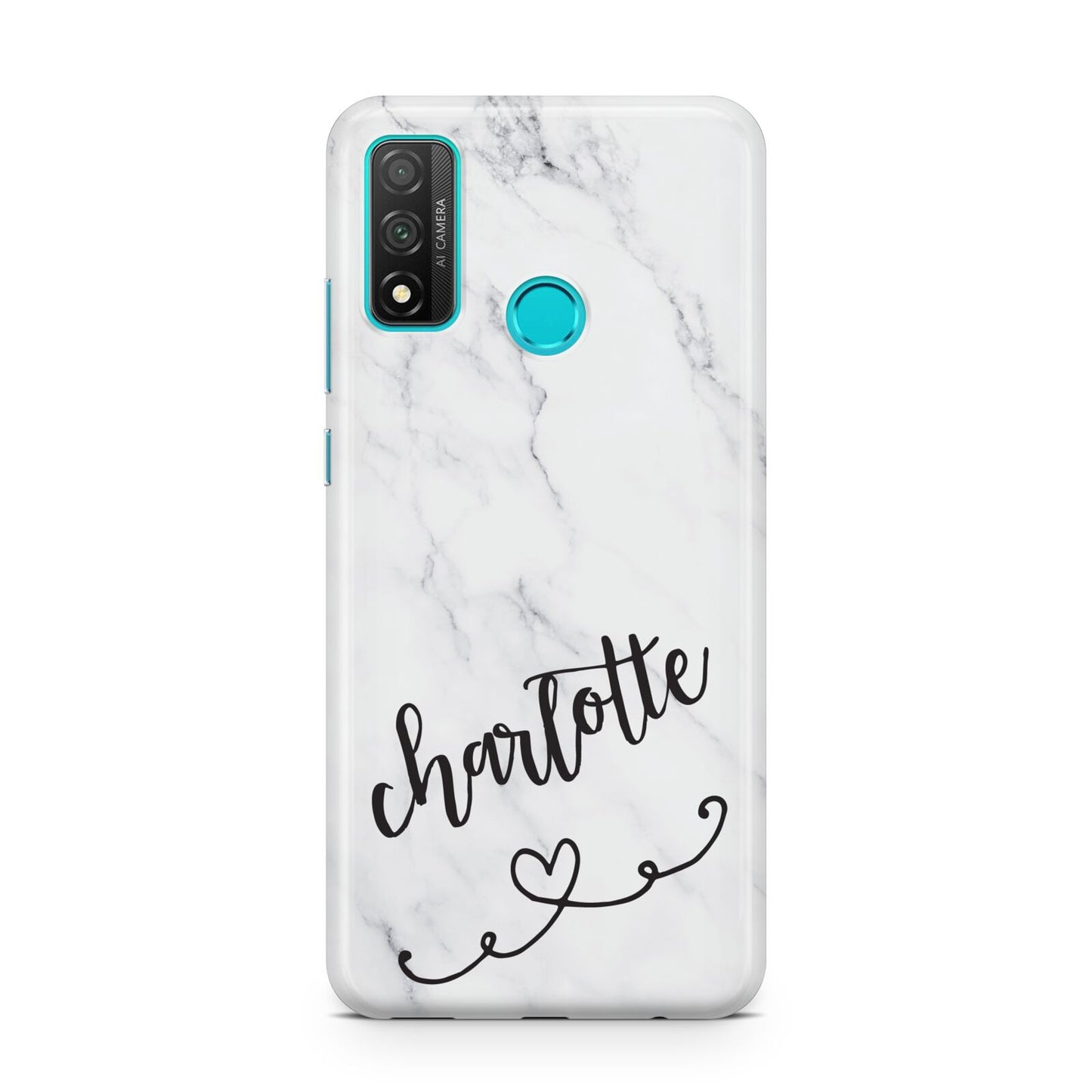 Grey Personalised Marble with Illustration Text Huawei P Smart 2020