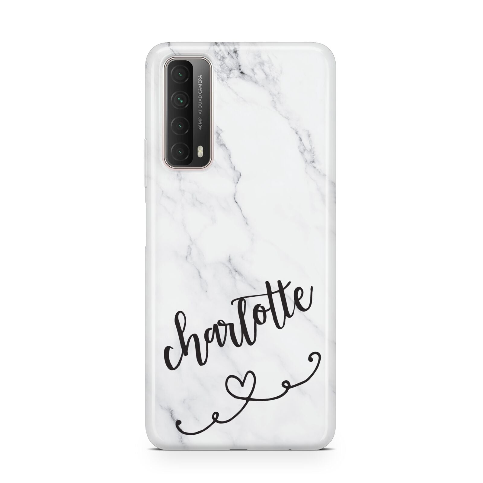 Grey Personalised Marble with Illustration Text Huawei P Smart 2021