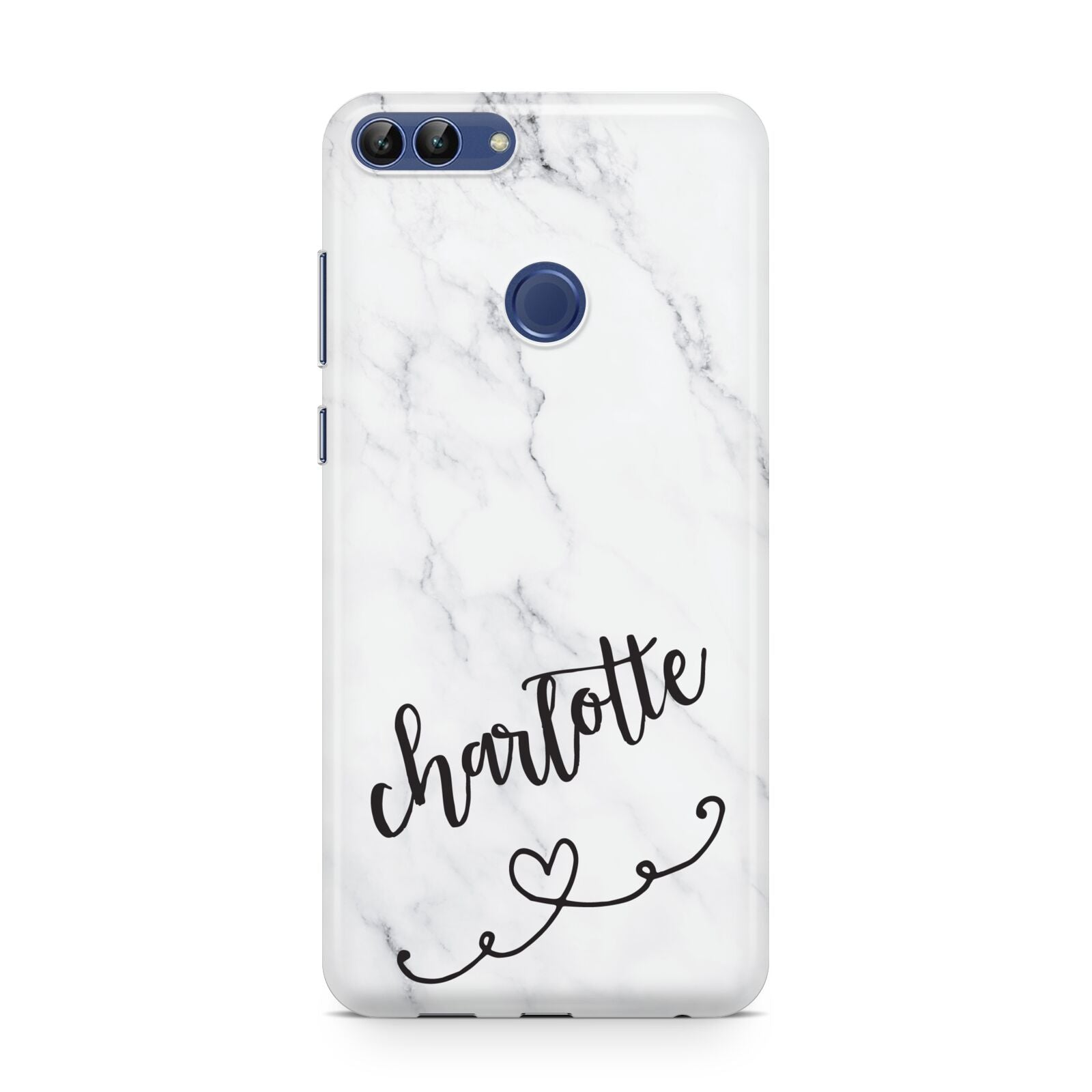 Grey Personalised Marble with Illustration Text Huawei P Smart Case