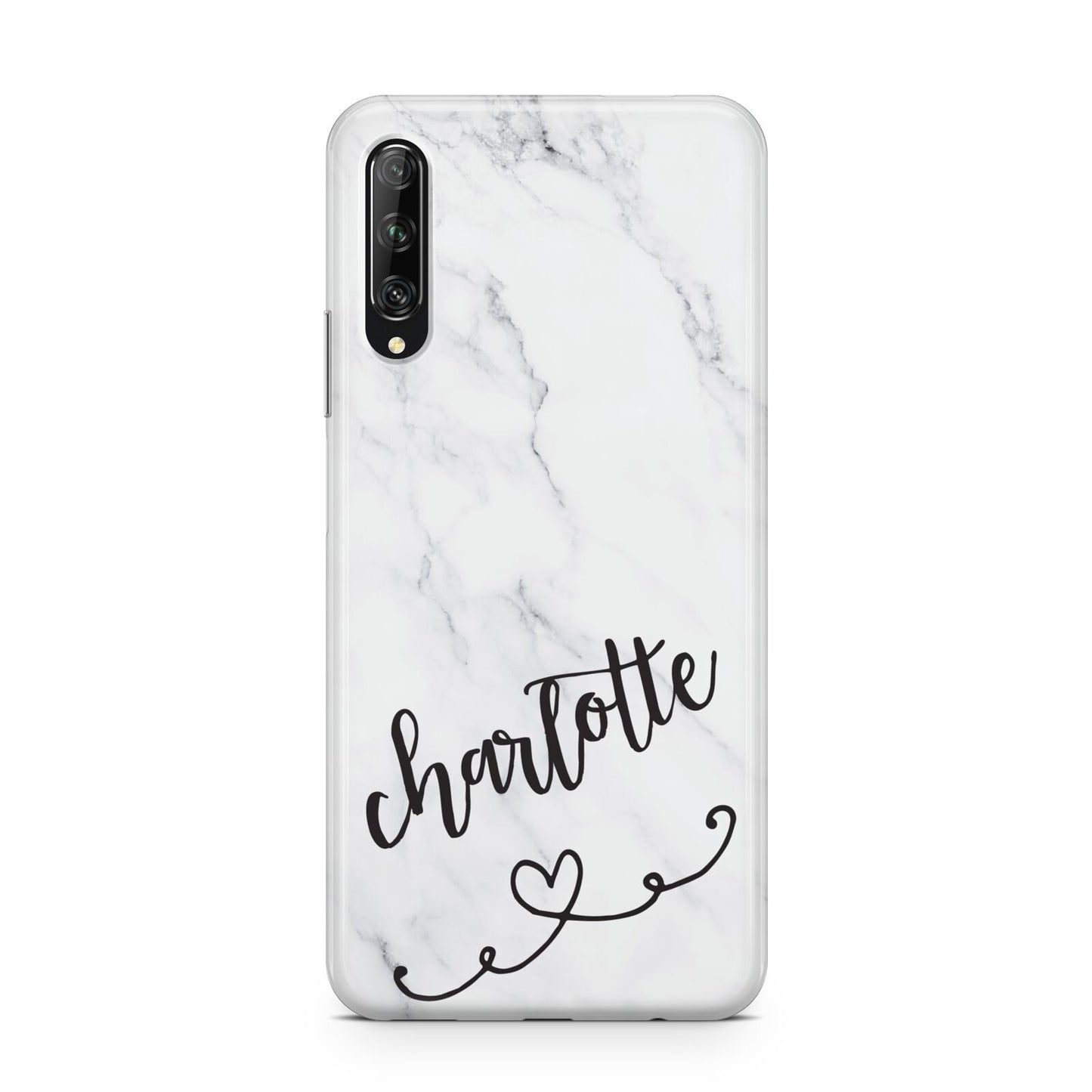 Grey Personalised Marble with Illustration Text Huawei P Smart Pro 2019