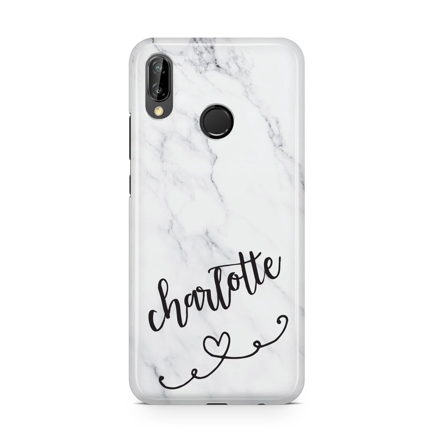 Grey Personalised Marble with Illustration Text Huawei P20 Lite Phone Case