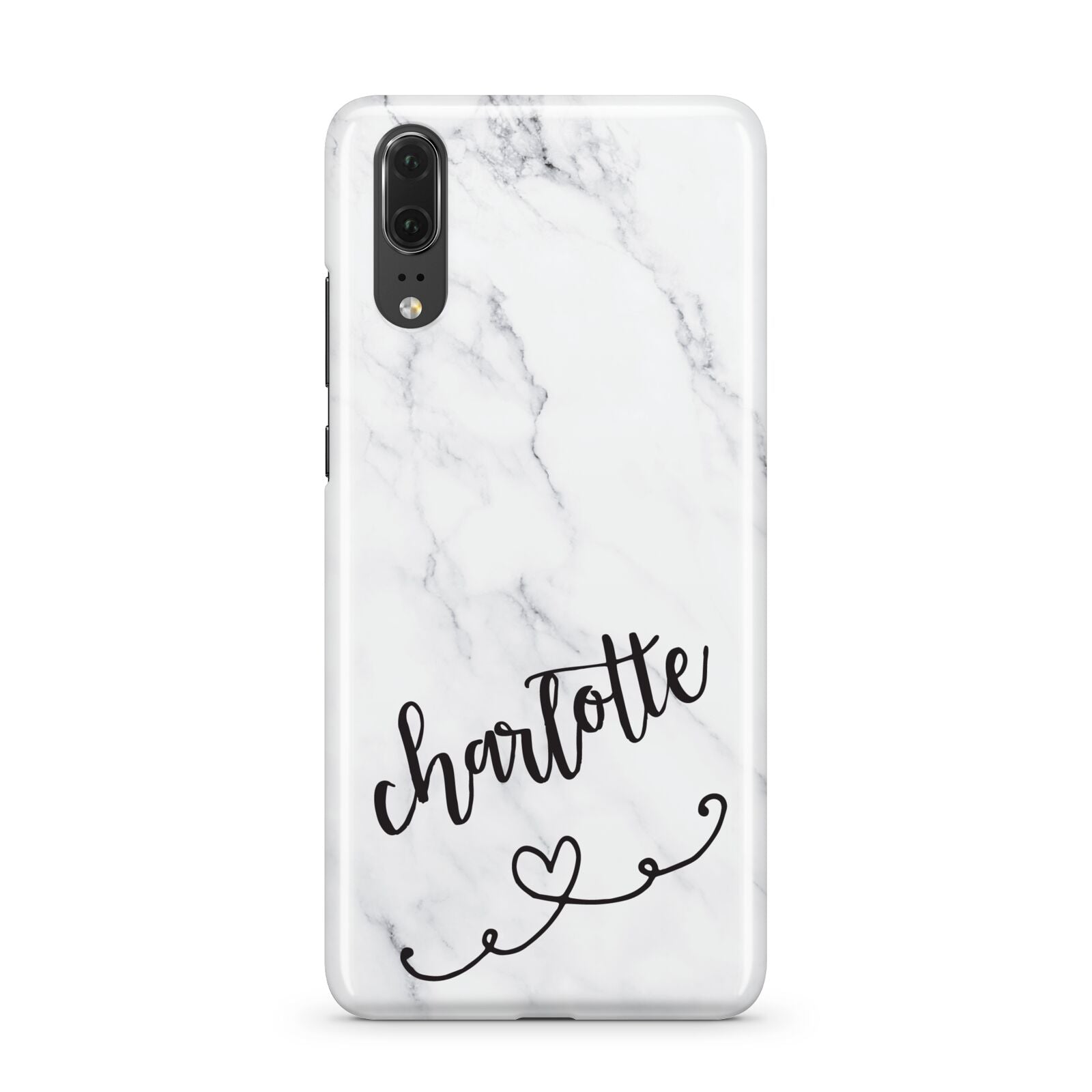 Grey Personalised Marble with Illustration Text Huawei P20 Phone Case