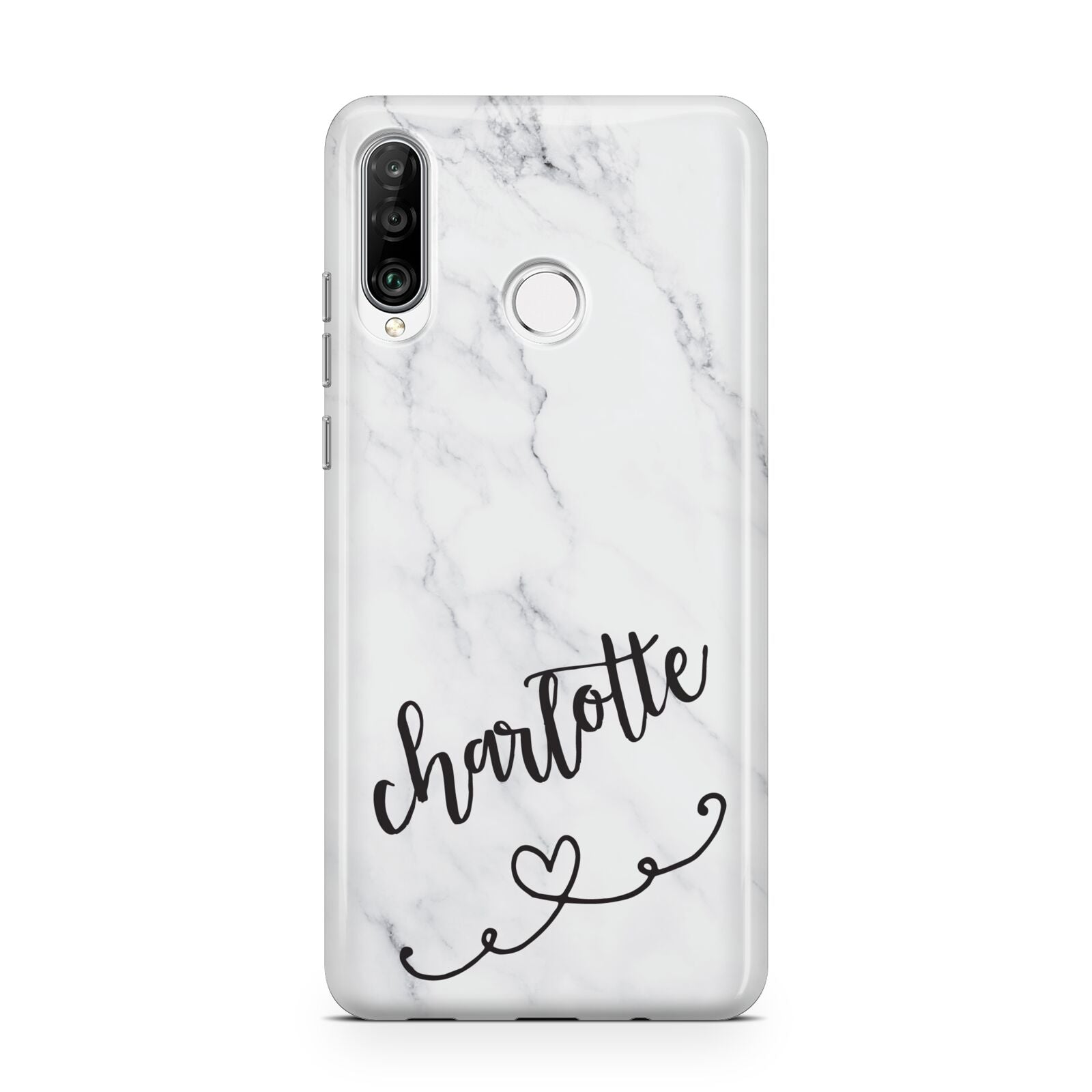 Grey Personalised Marble with Illustration Text Huawei P30 Lite Phone Case