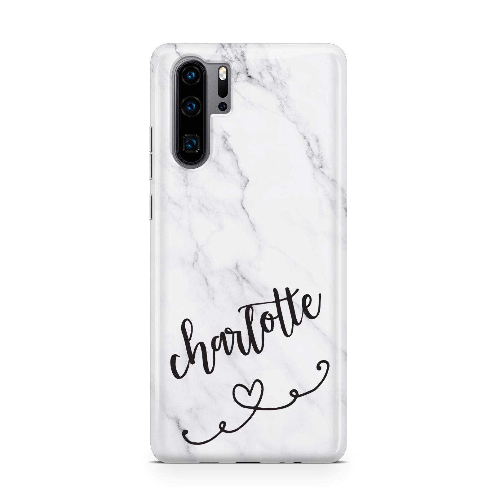 Grey Personalised Marble with Illustration Text Huawei P30 Pro Phone Case