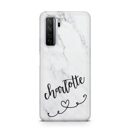 Grey Personalised Marble with Illustration Text Huawei P40 Lite 5G Phone Case