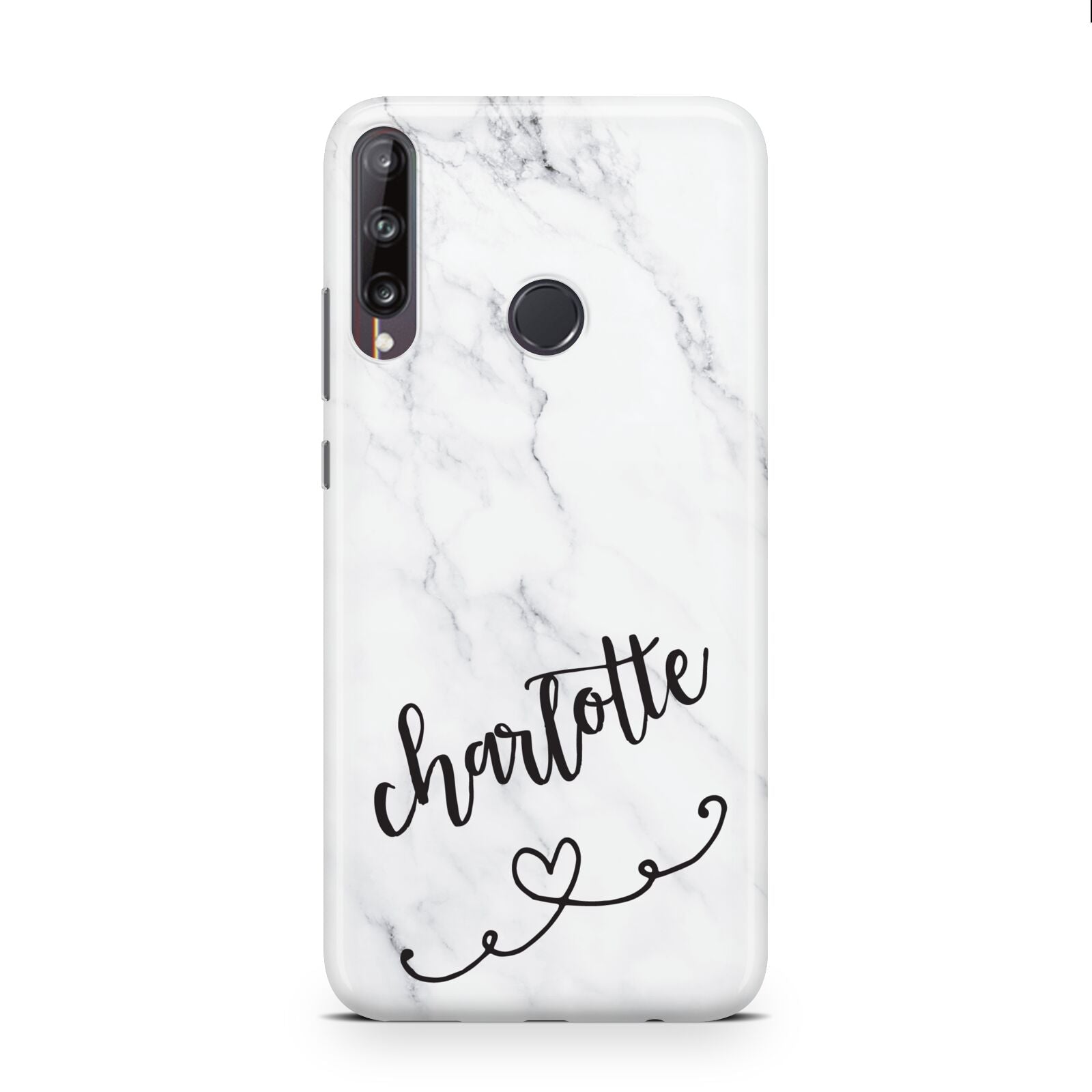 Grey Personalised Marble with Illustration Text Huawei P40 Lite E Phone Case