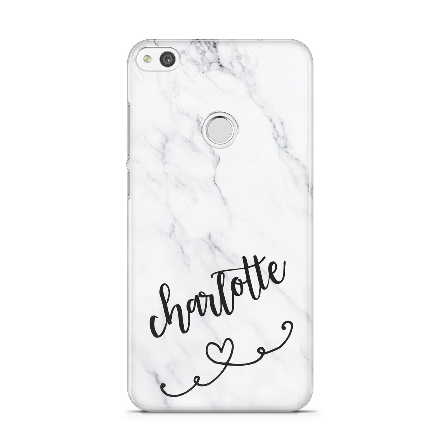 Grey Personalised Marble with Illustration Text Huawei P8 Lite Case