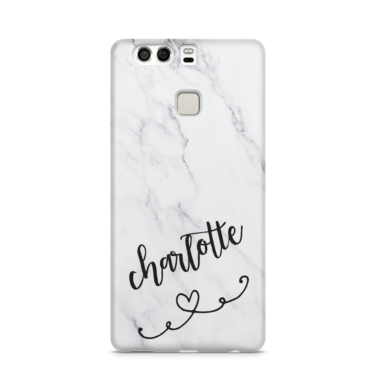 Grey Personalised Marble with Illustration Text Huawei P9 Case