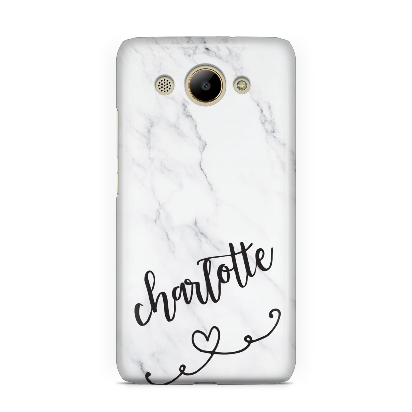 Grey Personalised Marble with Illustration Text Huawei Y3 2017