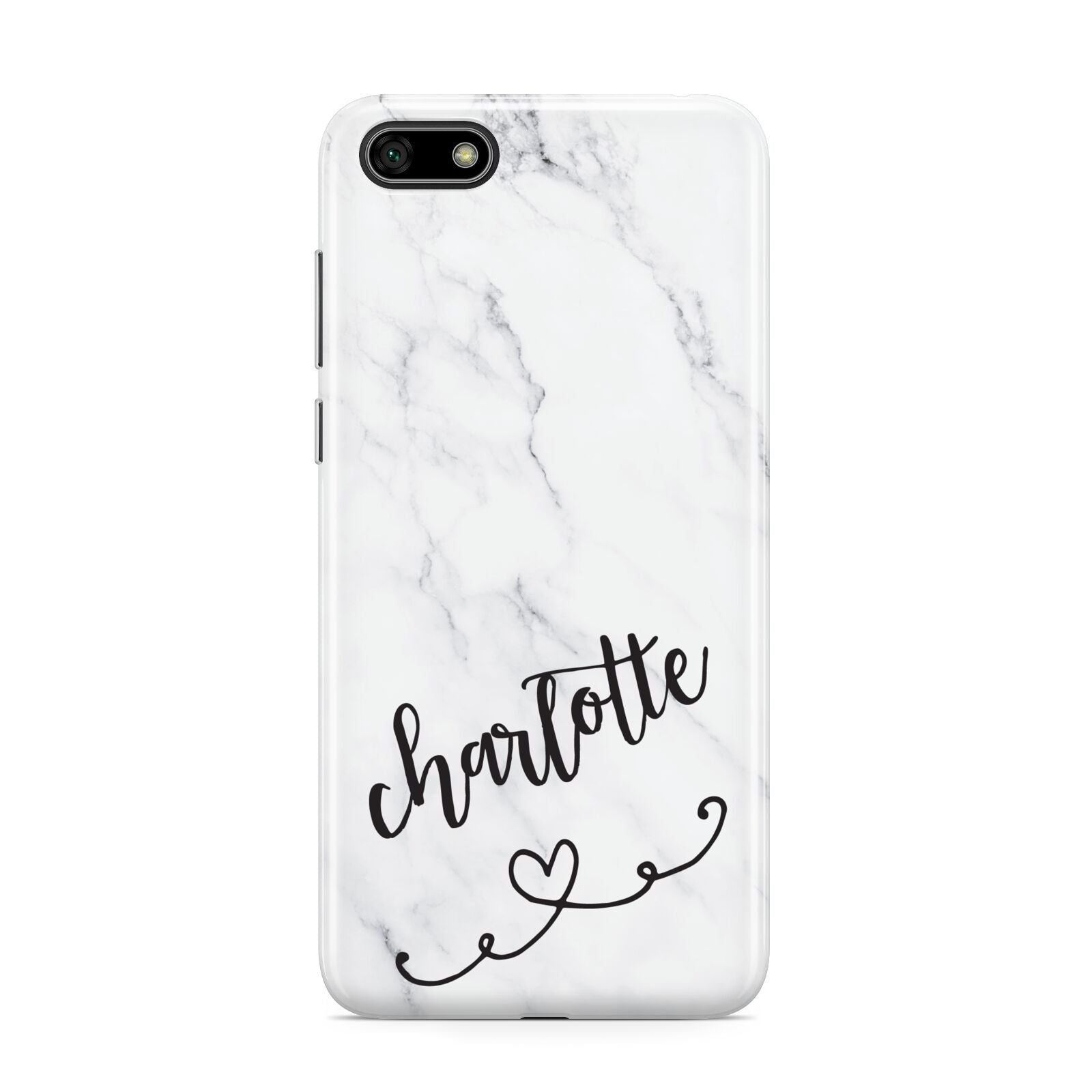 Grey Personalised Marble with Illustration Text Huawei Y5 Prime 2018 Phone Case