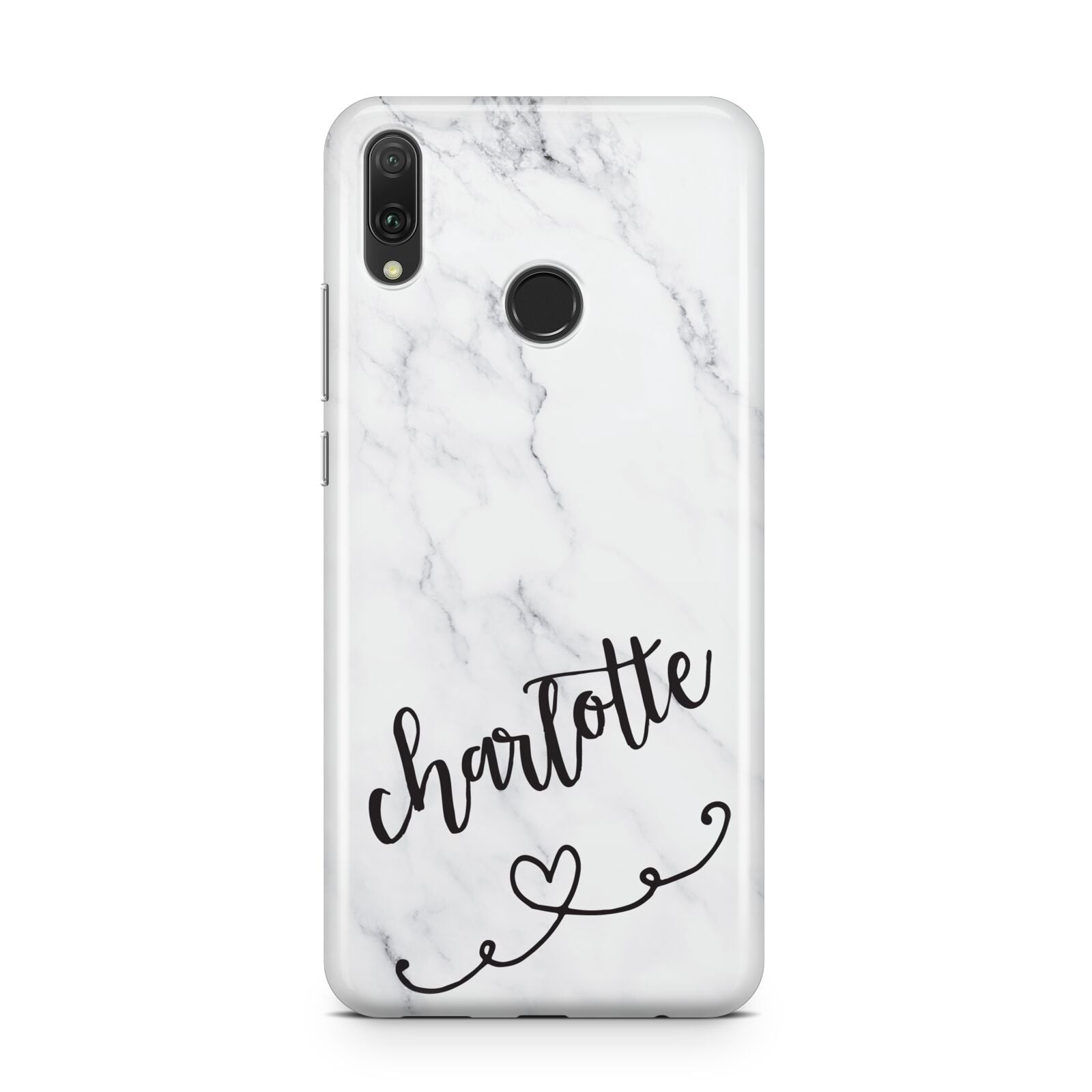 Grey Personalised Marble with Illustration Text Huawei Y9 2019