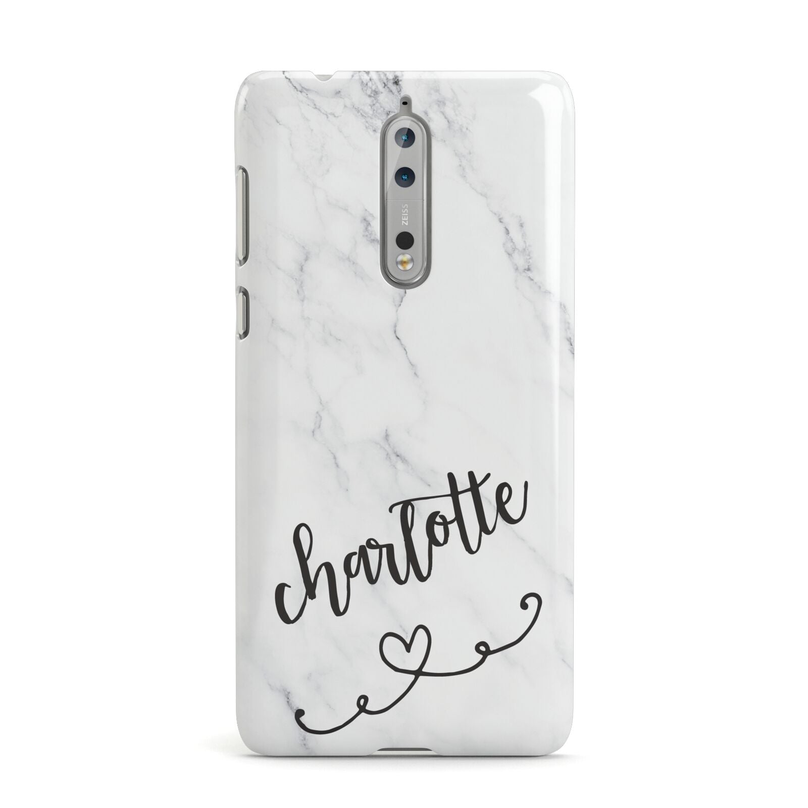 Grey Personalised Marble with Illustration Text Nokia Case