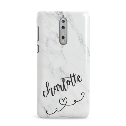 Grey Personalised Marble with Illustration Text Nokia Case