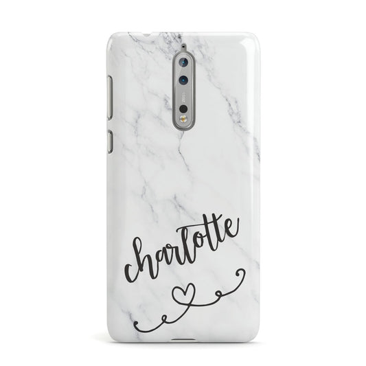 Grey Personalised Marble with Illustration Text Nokia Case