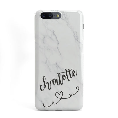 Grey Personalised Marble with Illustration Text OnePlus Case