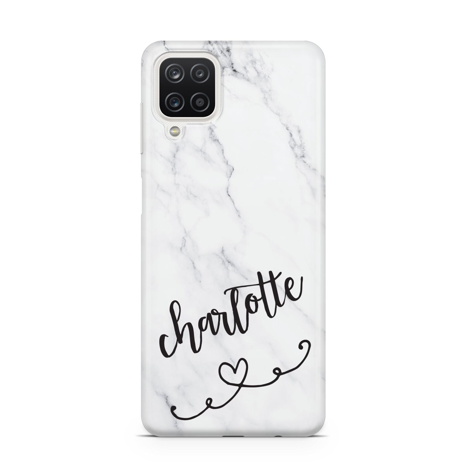 Grey Personalised Marble with Illustration Text Samsung A12 Case