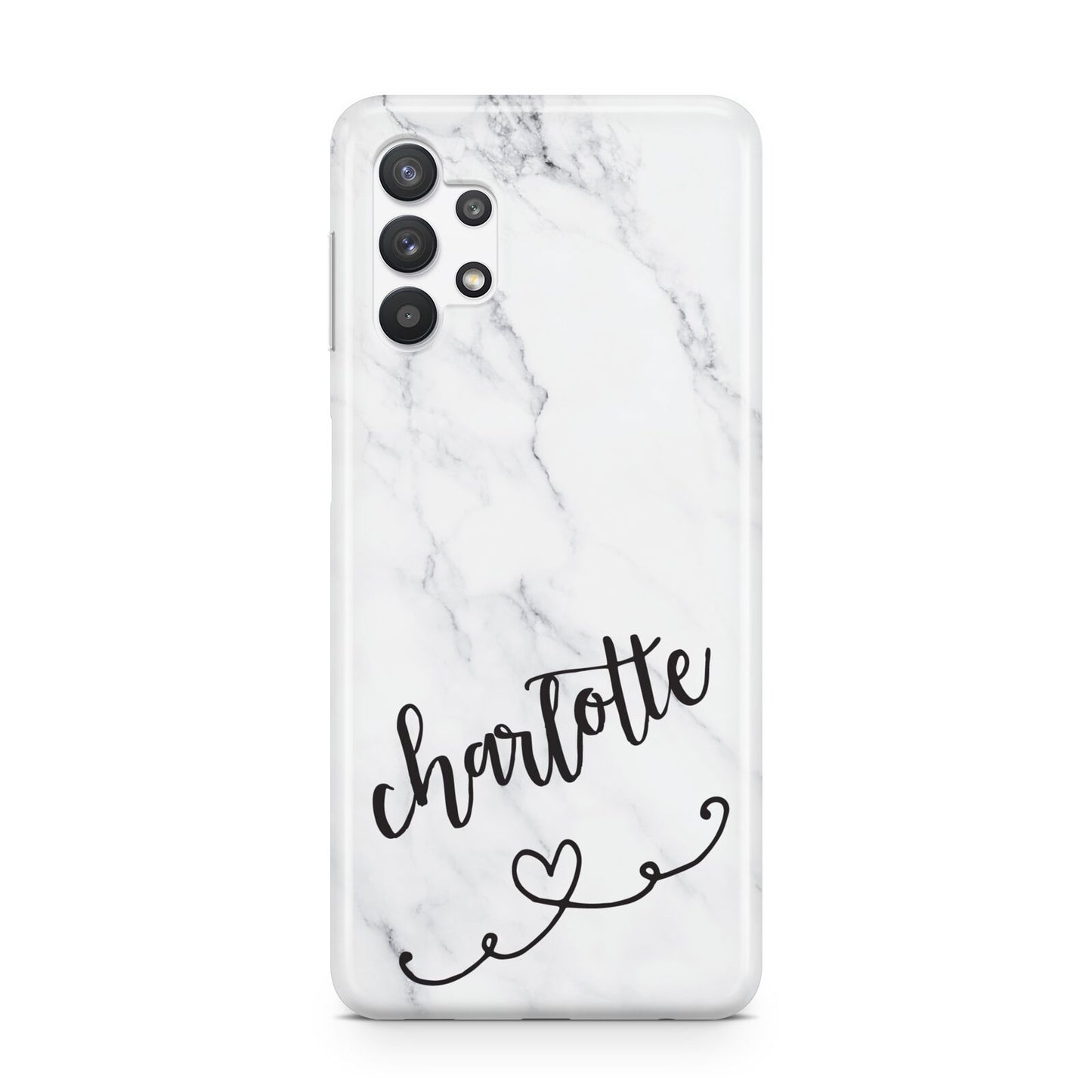 Grey Personalised Marble with Illustration Text Samsung A32 5G Case