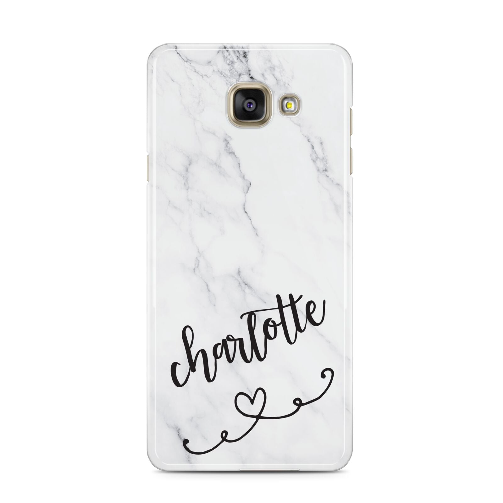 Grey Personalised Marble with Illustration Text Samsung Galaxy A3 2016 Case on gold phone