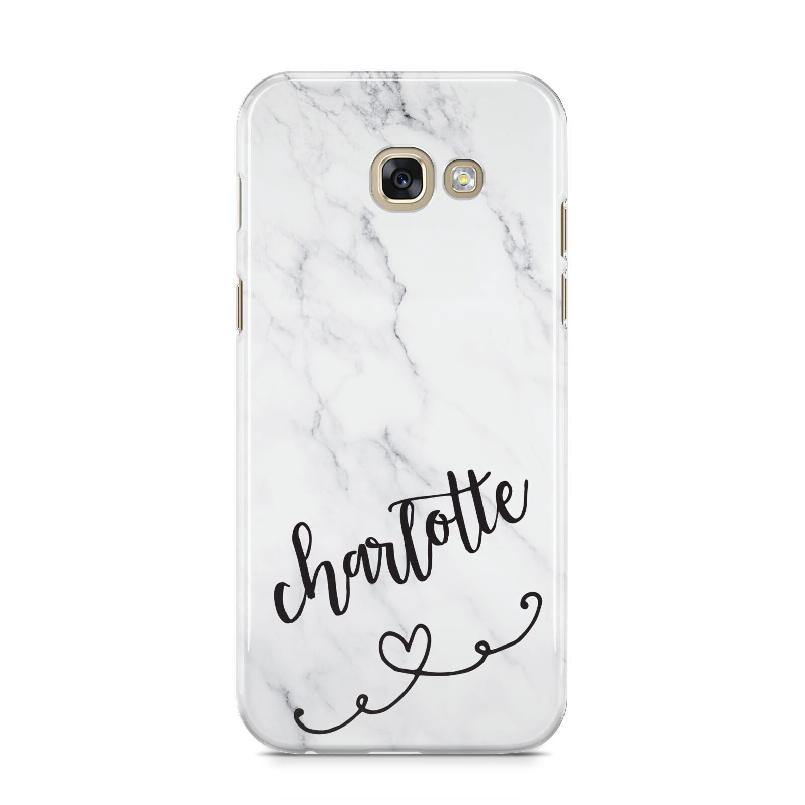 Grey Personalised Marble with Illustration Text Samsung Galaxy A5 2017 Case on gold phone